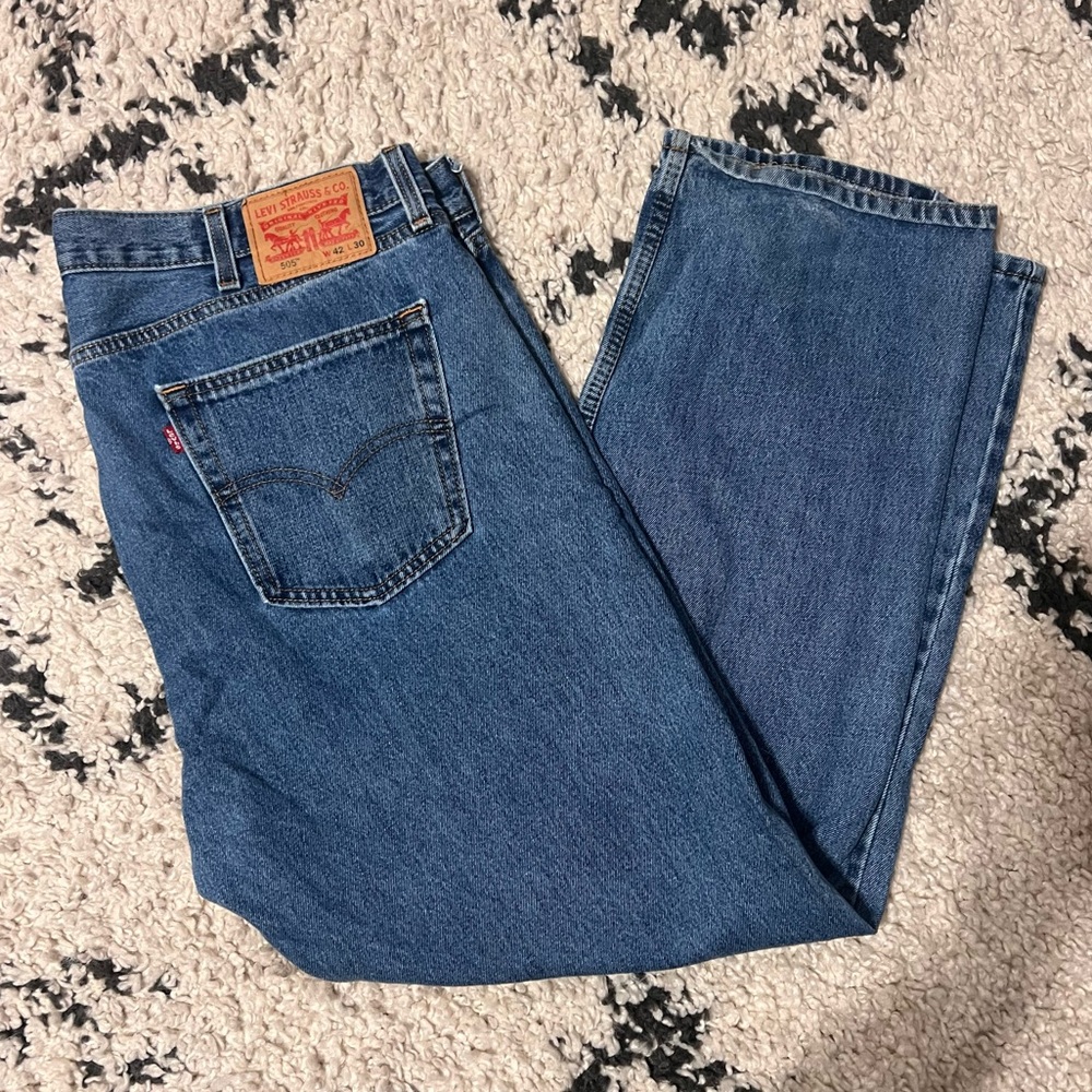Levi’s 42x30 Men’s 505 Blue Straight Leg Denim Jeans Classic 100% Cotton